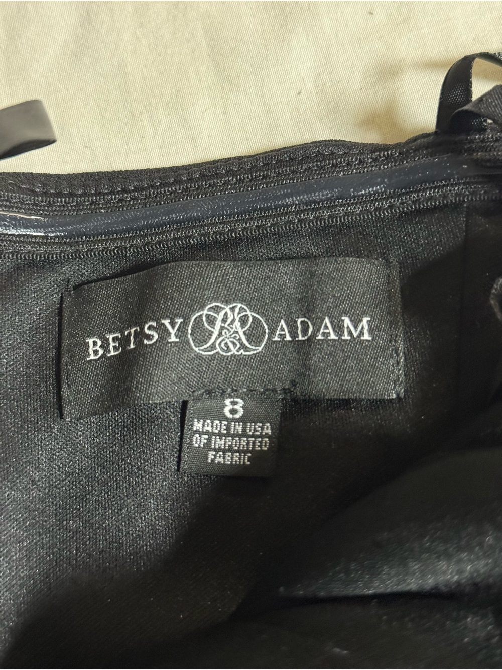 NEW Betsy and Adam Debra strapless corset mixed media draped gown in black Sz 8 - Picture 13 of 16